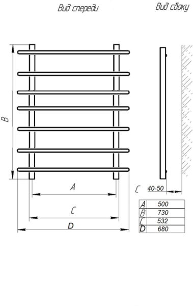 Водяной полотенцесушитель Тера БЕРЁЗКА ПСБ-14-08 500х800