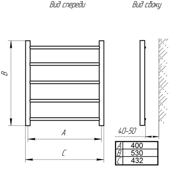Водяной полотенцесушитель Тера МОСТ ПСБ-09-02 400х600