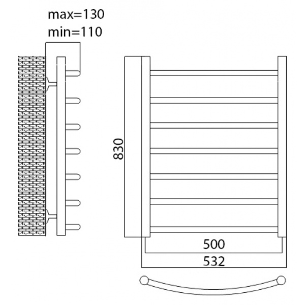 Электрический полотенцесушитель Terminus Классик П7 500*830 E L