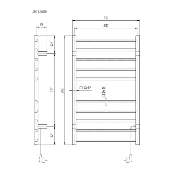 Электрический полотенцесушитель Domoterm DMT 109-S П10 53*86 BOX EK R
