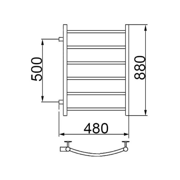 Водяной полотенцесушитель Ника ARC ЛД 80/40 бок. подкл. 50 см