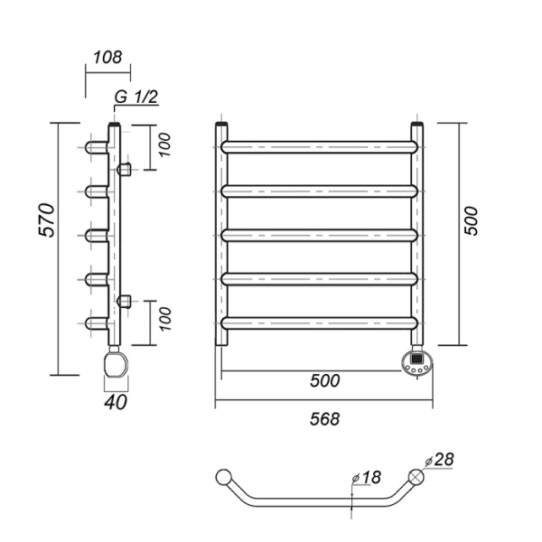 Электрический полотенцесушитель Domoterm Лаура П5 500*500 АБР ER