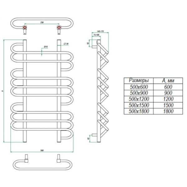 Электрический полотенцесушитель Grota Rivolo 500x1500 El