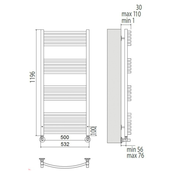 Водяной полотенцесушитель Terminus Классик П22 500х1200