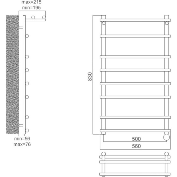 Электрический полотенцесушитель Terminus Ватра полка П8 500*830 E R