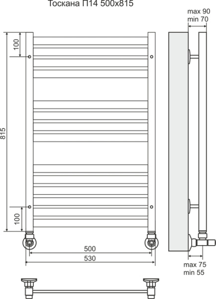 Водяной полотенцесушитель Terminus Тоскана П14 500*815