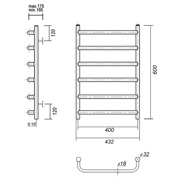Водяной полотенцесушитель Domoterm Стефано П6 400*600
