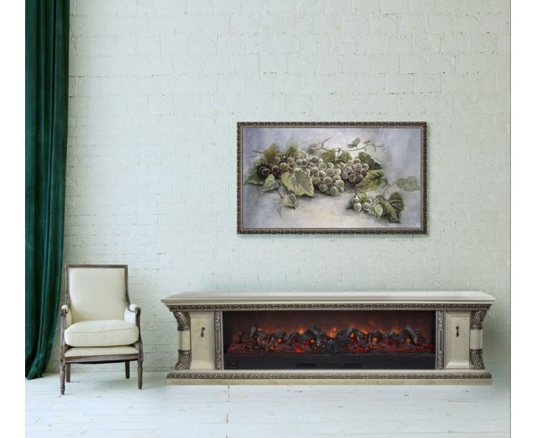 Линейный электрокамин Glenrich Георгия Delux (Premier S130) Мрамор Крем