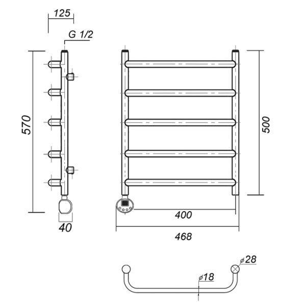 Электрический полотенцесушитель Domoterm Стефано П5 400*500 АБР EL