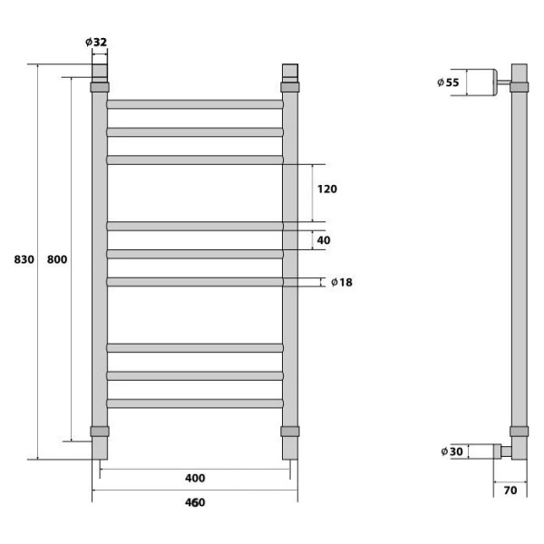 Водяной полотенцесушитель Energy Prestige 800x400