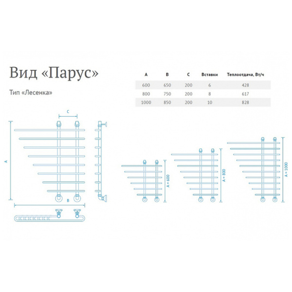 Водяной полотенцесушитель Маргроид Парус 100*20*85