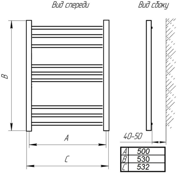 Водяной полотенцесушитель Тера БОГЕМА ПСБ-24-06 500х600