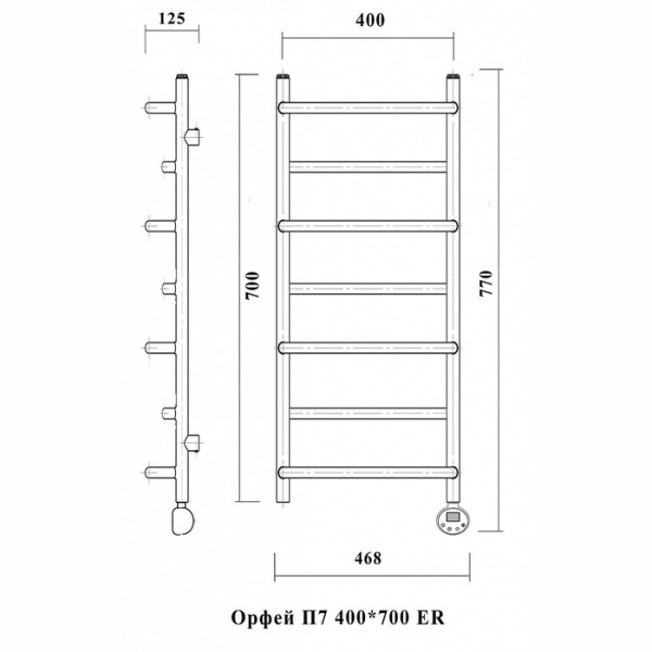 Электрический полотенцесушитель Domoterm Орфей П7 400*700 АБР ER