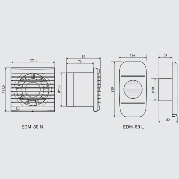 Вытяжка для ванной диаметр 100 мм Soler & Palau EDM 80N