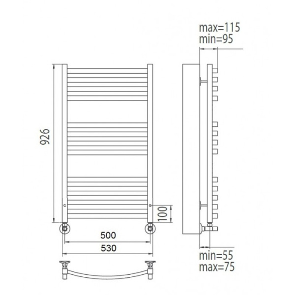 Водяной полотенцесушитель Terminus Палермо П13 500х1000