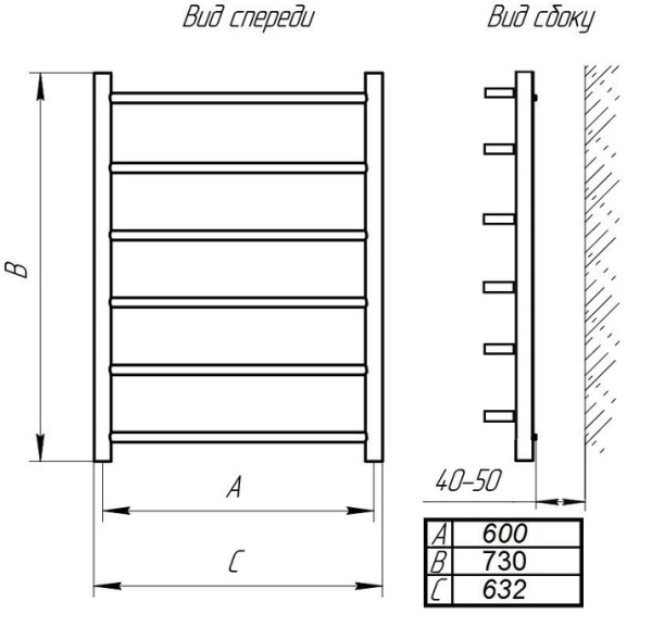 Водяной полотенцесушитель Тера ВИКТОРИЯ ПСБ-07-14 600х800