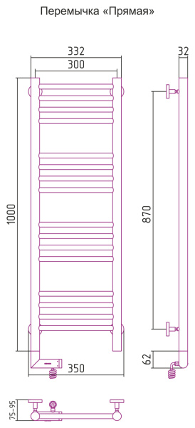Электрический полотенцесушитель Сунержа Богема 2.0 1000х300 (00-5204-1030)