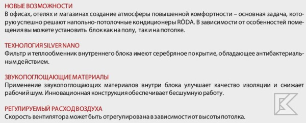 Напольно-потолочный кондиционер Roda RS-CF18BB/RU-18BB1