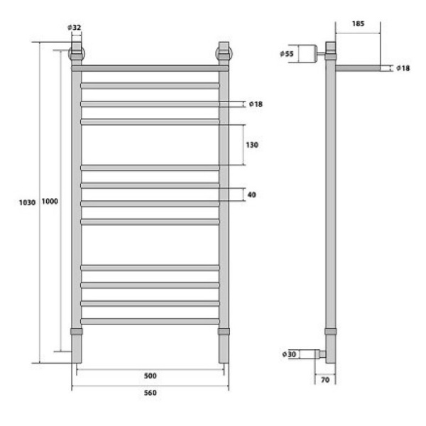 Водяной полотенцесушитель Energy Prestige 1000x500
