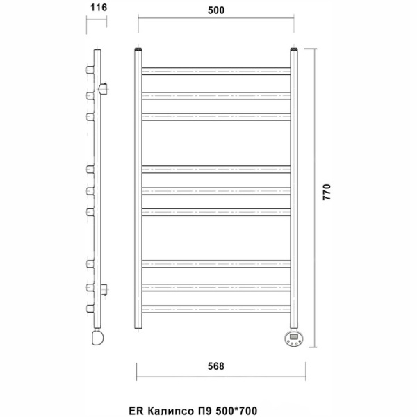 Электрический полотенцесушитель Domoterm Калипсо П9 500*700 АБР ER