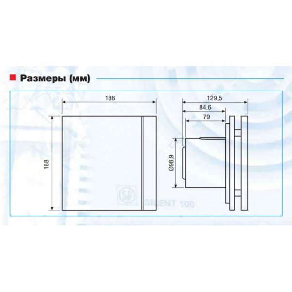 Вытяжка для ванной диаметр 100 мм Soler & Palau SILENT-100 CZ DESIGN ECOWATT