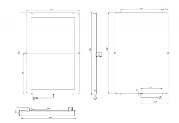 Электрический полотенцесушитель ThermoUp Dry Side (frame)
