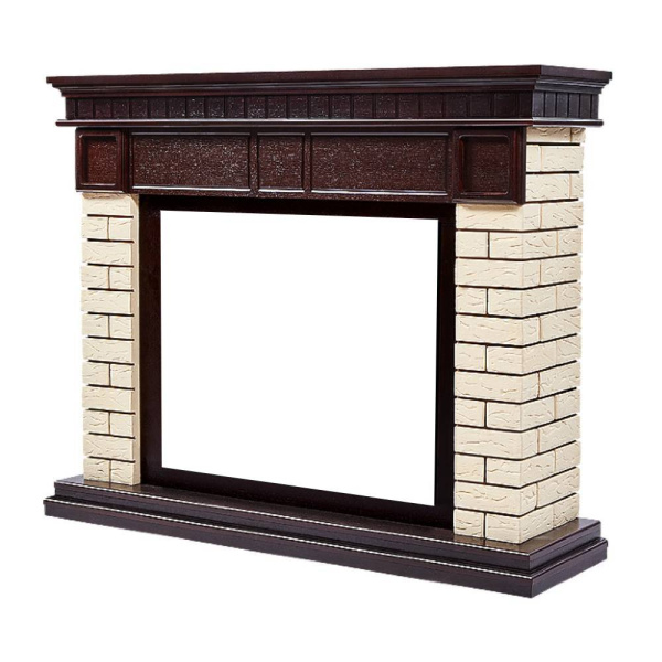 Широкий портал Firelight Bricks 30 камень бежевый, шпон темный дуб