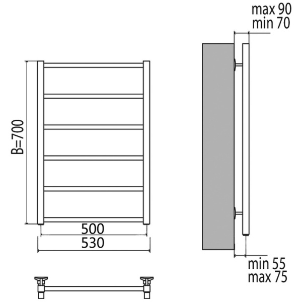 Электрический полотенцесушитель Terminus Контур П6 500*700 E R