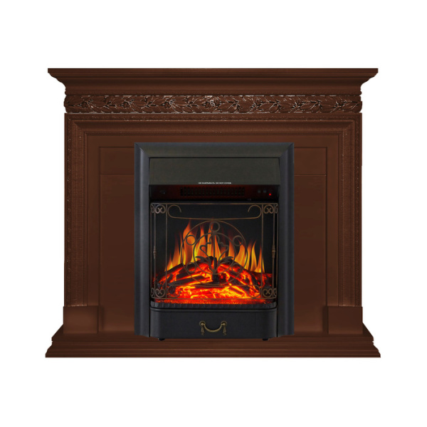 Электрокамин с классическим очагом 2D Royal Flame Valletta Темный дуб с очагом Majestic FX Brass/Black