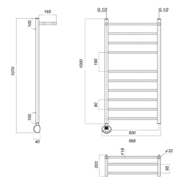 Электрический полотенцесушитель Domoterm Медея сп П10 500x1000 EL