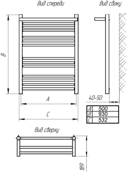 Водяной полотенцесушитель Тера БОГЕМА с полкой ПСБ-30-09 500х1000