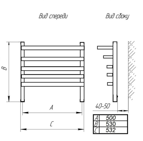 Водяной полотенцесушитель Тера Экстра-П ПСБ-84-06 500х600