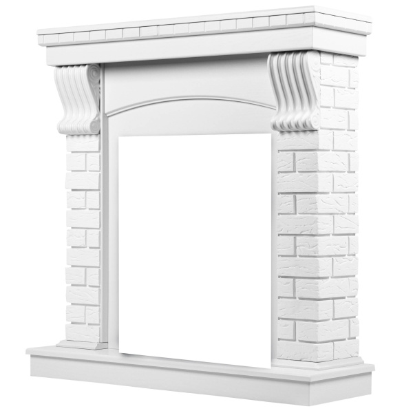 Классический портал для камина Firelight Jersey Classic камень белый, белый дуб