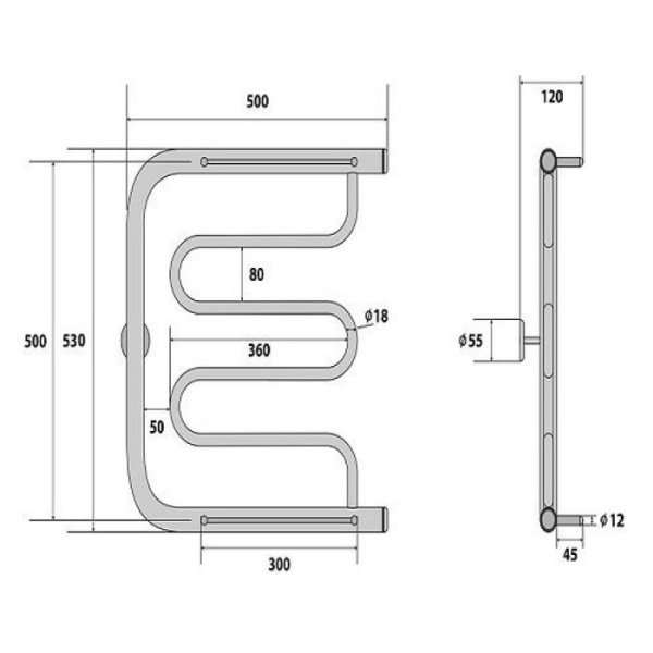 Водяной полотенцесушитель Energy Vega 500x500