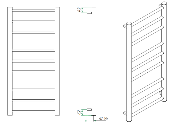 Электрический полотенцесушитель Grota Grosso 550x1640 El