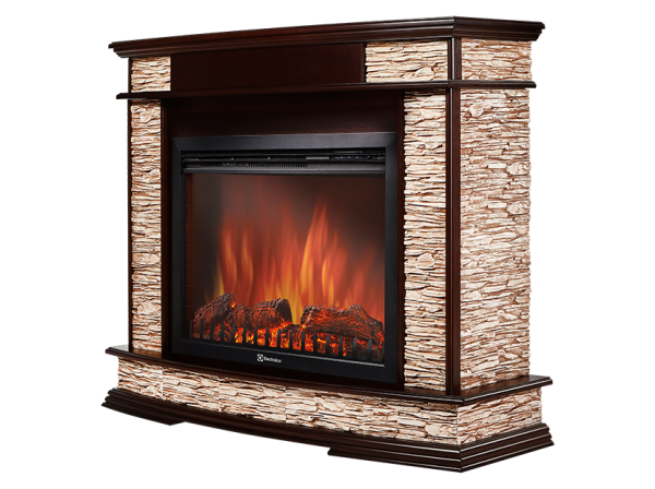 Широкий портал Firelight Scala 30 камень сланец скалистый бурый, шпон тёмный дуб