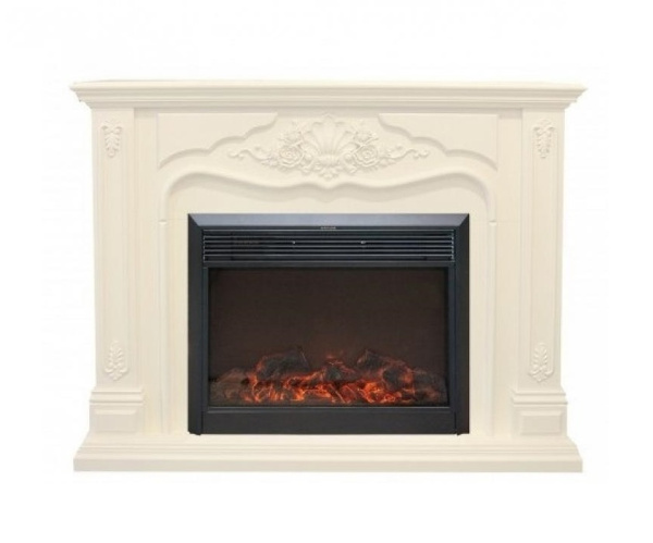 Электрокамин с широким очагом 2D Real-Flame Victoria 26 WT с очагом Moonblaze