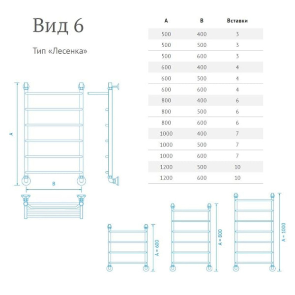 Водяной полотенцесушитель Маргроид Вид 6 с полкой 120*60