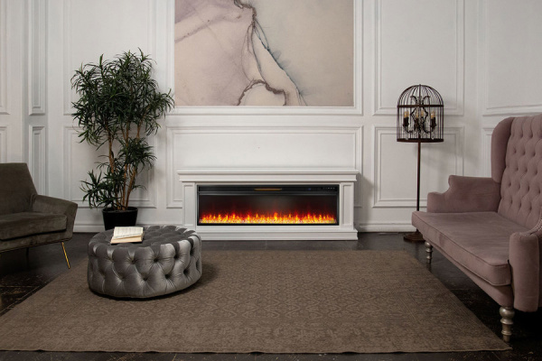 Линейный электрокамин Royal Flame Geneva 60 (белый) с очагом Vision 60 LED