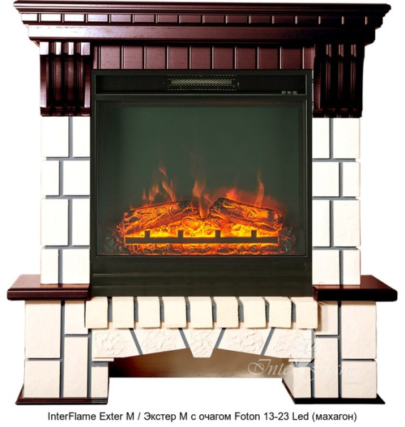 Каменный камин (портал+очаг) InterFlame Exter M / Экстер М с очагом Foton 23