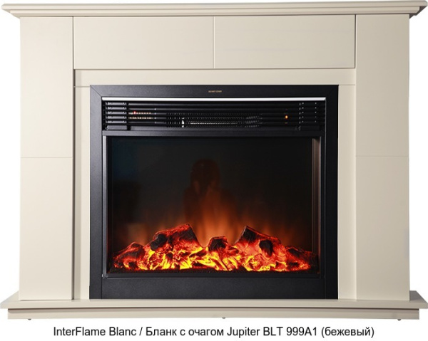 Деревянный камин (портал+очаг) InterFlame Blanc / Бланк с очагом Jupiter FX M Brass/Black