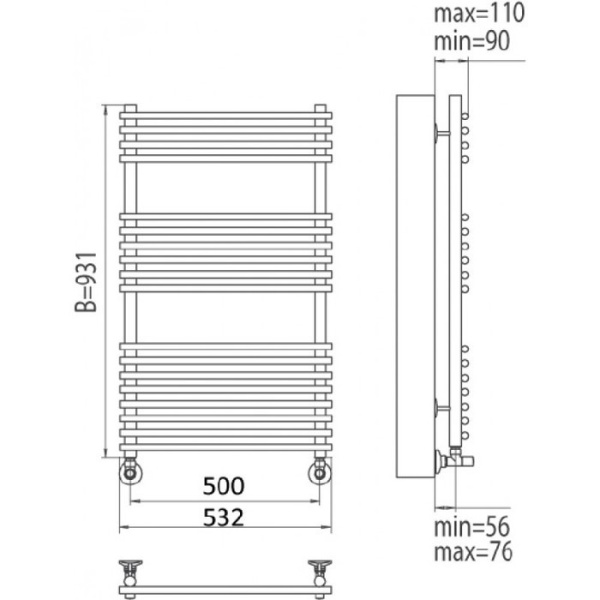 Электрический полотенцесушитель Terminus Ватра П18 500*931 E R