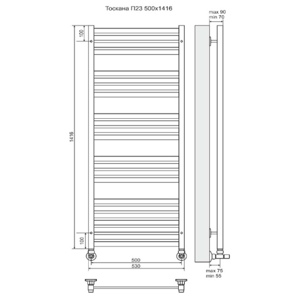 Водяной полотенцесушитель Terminus Тоскана П23 500х1400