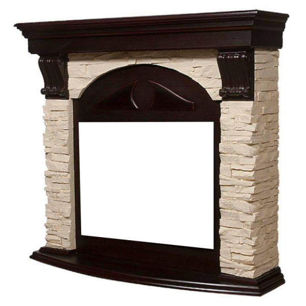 Широкий портал Firelight Torre 30U (угловой) камень слоновая кость, шпон темный дуб