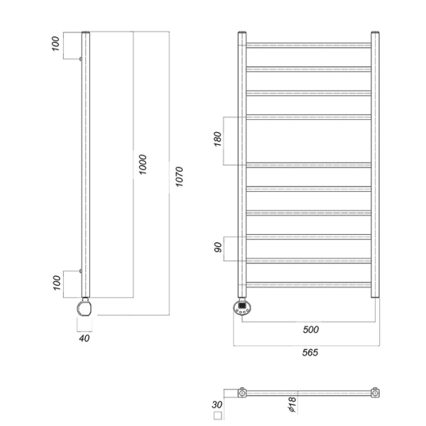 Электрический полотенцесушитель Domoterm Куба П10 500х1000 EL