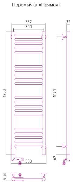 Электрический полотенцесушитель Сунержа Богема 2.0 1200х300 (00-5204-1230)