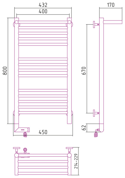 Электрический полотенцесушитель Сунержа Богема с полкой 2.0 800х400 (00-5206-8040)
