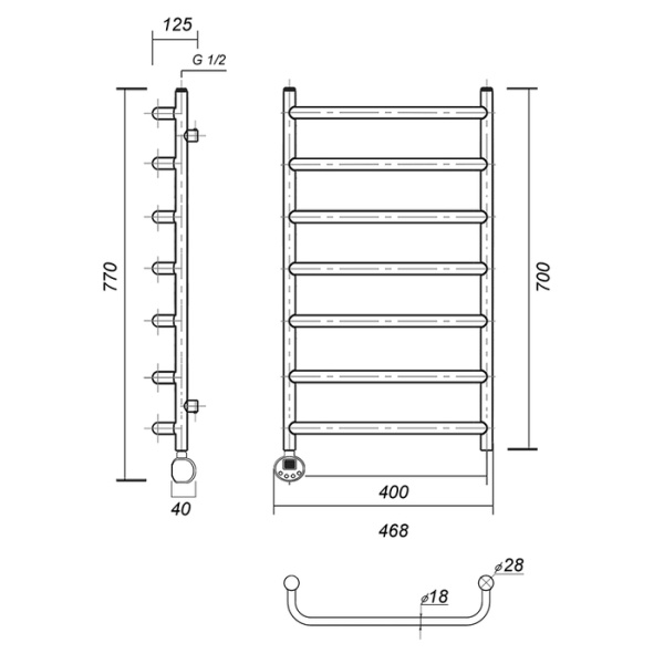 Электрический полотенцесушитель Domoterm Стефано П7 400*700 АБР EL