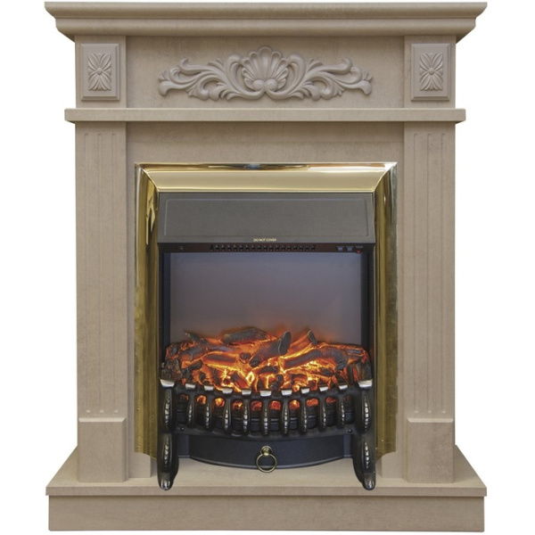 Электрический камин с обогревом Real-Flame Adelaida STD/EUG WT с очагом Fobos s Lux BL/BR, Majestic s Lux BL/BR