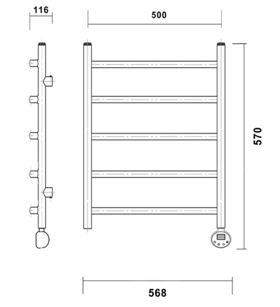 Электрический полотенцесушитель Domoterm Калипсо П5 500x500 БЕЛ ER